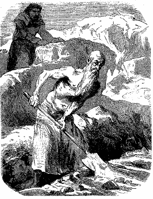 L'hermite, nu jusqu'&agrave; la ceinture...