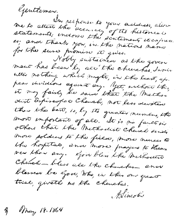 Facsimile Of President Lincoln's Letter Facsimile Of President Lincoln's Letter