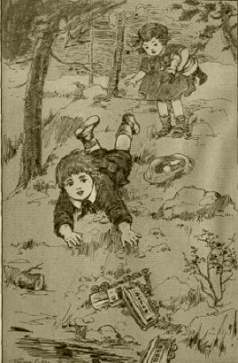 "I GUESS IT'S ROLLING FASTER THAN I AM," THOUGHT BUNNY. "I GUESS IT'S ROLLING FASTER THAN I AM," THOUGHT BUNNY.