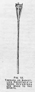 FIG. 12. TAMBARA OR BASKET-LIKE
RECEPTACLE IN WHICH OFFERINGS ARE MADE TO THE SPIRITS.