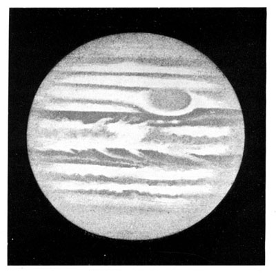 JUPITER AS SEEN AT THE LICK OBSERVATORY IN 1889. THE GREAT RED SPOT IS VISIBLE, TOGETHER WITH THE INDENTATION IN THE SOUTH BELT. JUPITER AS SEEN AT THE LICK OBSERVATORY IN 1889. THE GREAT RED SPOT IS VISIBLE, TOGETHER WITH THE INDENTATION IN THE SOUTH BELT.