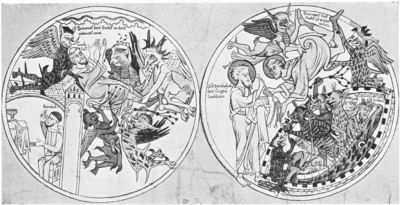 A scene from the Anglo-Saxon life of St. Guthlac by Felix of Crowland,
depicting the attack of the demons