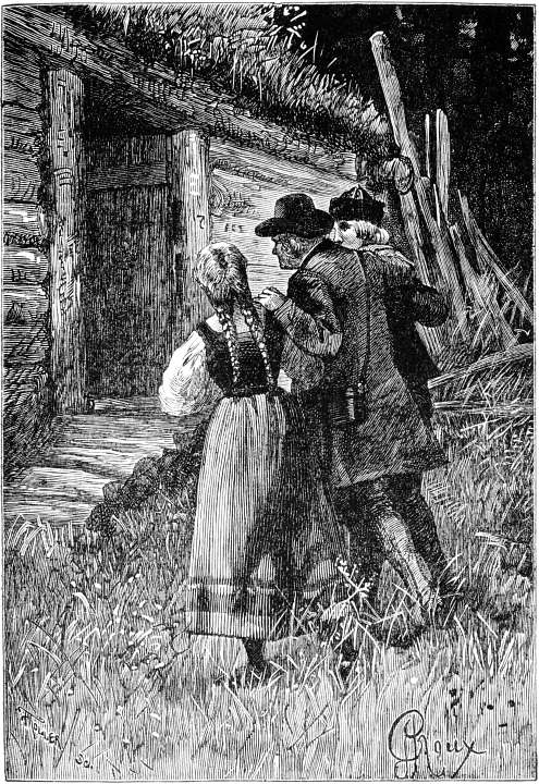 Aan den eenen kant gesteund door Hulda, aan den anderen kant door Jo�l. Blz. 83.