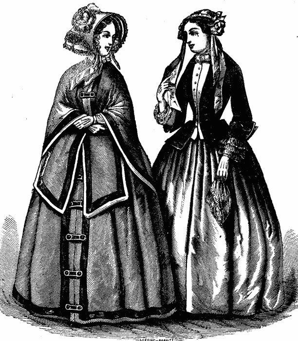 Figures 1 and 2.—Walking and In-door Dresses. Illustration.