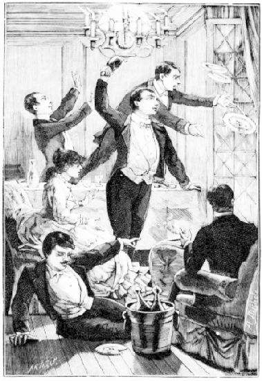 Plats, assiettes, verres, bouteilles, tout y a pass�.