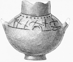 No. 221. A Terra-cotta Vase with two little Ears, and two
large perforated Handles, marked with eleven strange characters (5½
M.).

The depth must refer to the upper house above the Palace. it is
given as 8½ M. in the Photograph, but corrected in the descriptive
letter-press to 5½ M.; and a like correction seems to have been
neglected in the Book.&mdash;{ED.}