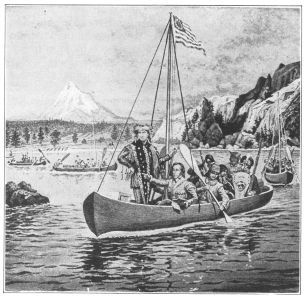 Lewis and Clark on their expedition into the Far West.

From an old painting