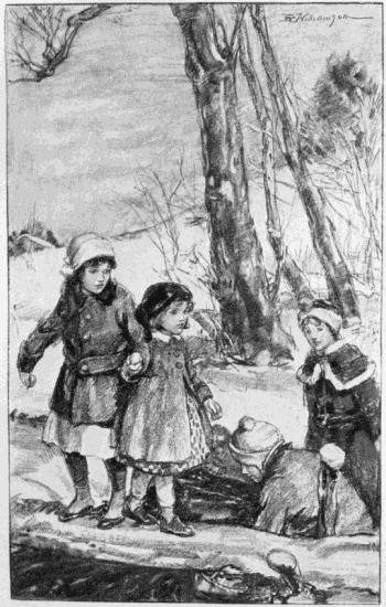 with caption: Betsy shut her teeth together hard, and
started across.